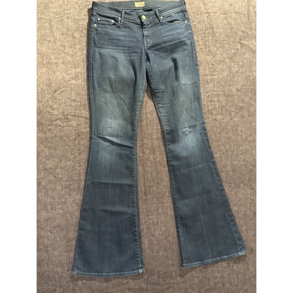 Mother Womens The Cruiser Flare Devil in a Blue Suit Jeans 28/33 Dark Wash